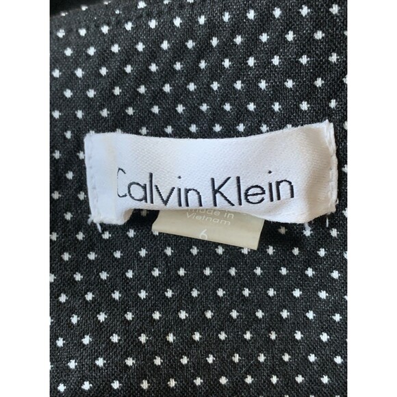 Calvin Klein Midi Dress Polka-Dot Sheath Women's Size 6 Cap Sleeves Black White - Picture 10 of 12